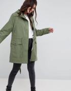 Asos Design Summer Parka With Jersey Lining - Green