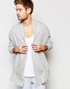 Asos Loungewear Waterfall Cardigan In Nepp Fabric - Gray Marl