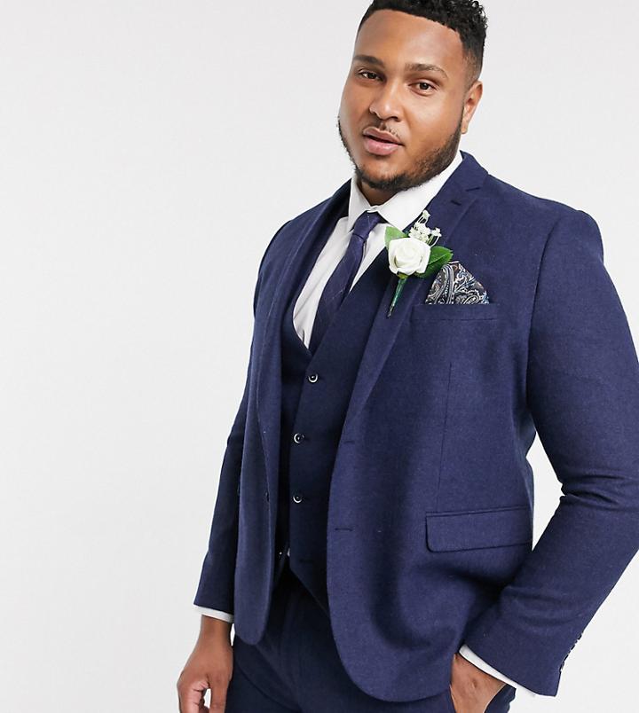 Harry Brown Plus Wedding Tweed Heritage Suit Jacket-navy