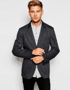Esprit Check Blazer In Slim Fit - Gray