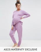 Asos Maternity Lounge Longline Sweat And Jogger Set - Red
