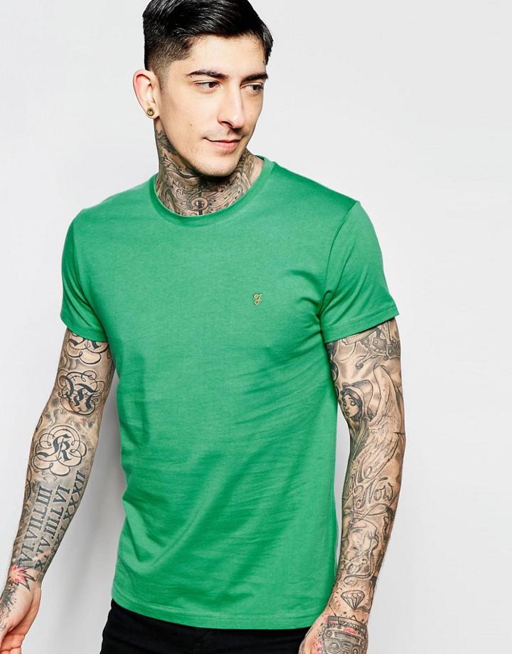 Farah T-shirt With F Logo In Slim Fit In Fern - Green