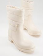 Asos Design George Padded Rain Boots In Cream-white