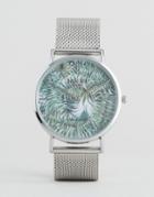 Reclaimed Vintage Tiger Print Mesh Watch In Silver - Silver