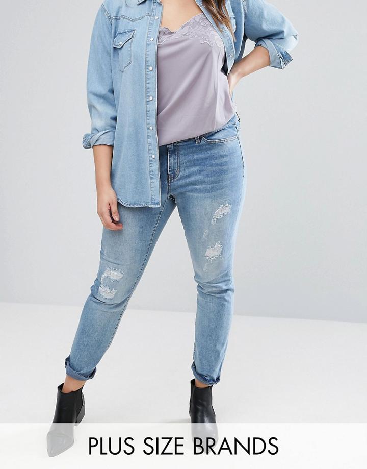Junarose Five Slim Leg Distressed Jeans - Blue