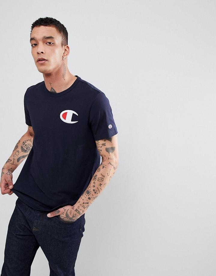 Champion T-shirt With Chest Logo In Navy - Navy