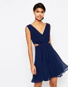 Asos Side Cut Out Mini Dress - Navy