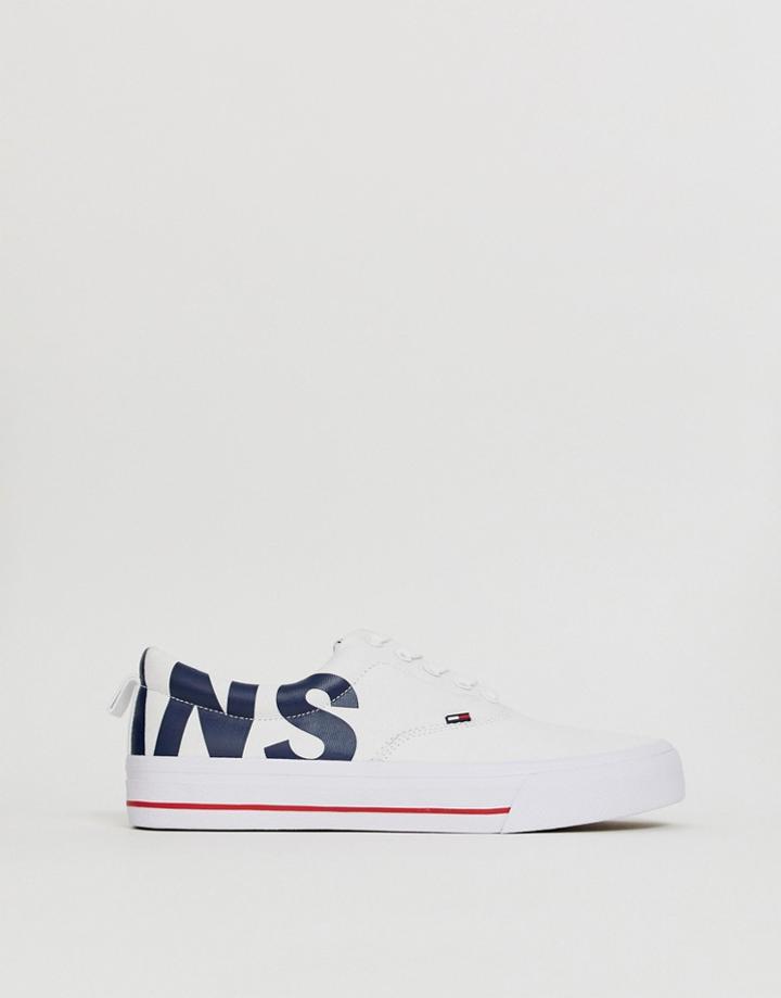 Tommy Jeans Sneaker With Contrast Heel Branding In White - White