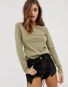 Asos Design Ultimate Organic Cotton Crew Neck Long Sleeve T-shirt In Navy