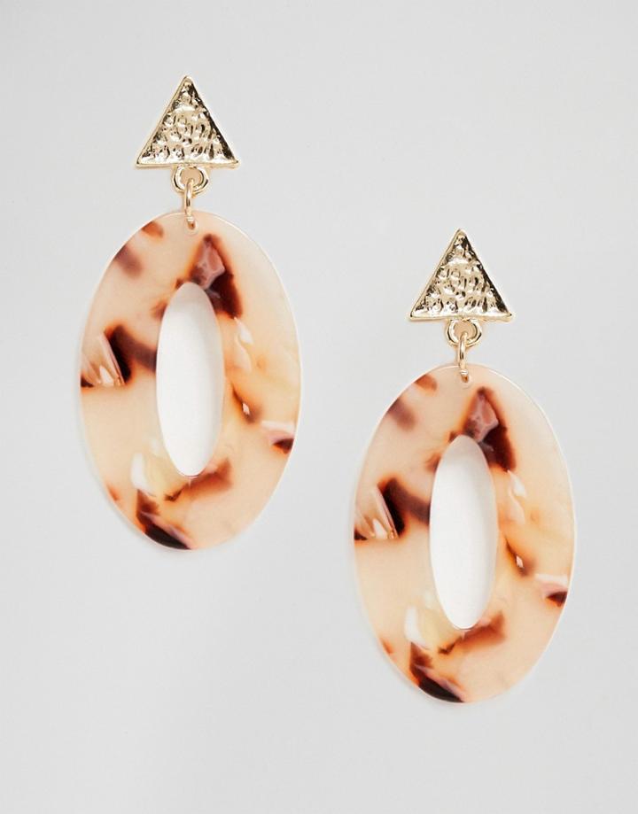 South Beach Resin Oval Drop Earrings - Gold