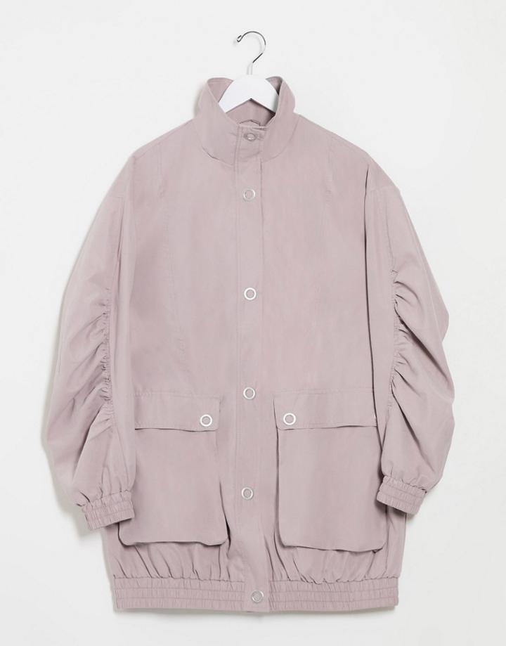 Asos Design Oversized Parka With Extreme Sleeves In Lilac-pink