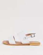 Asos Design Faye Leather Flat Sandals - White