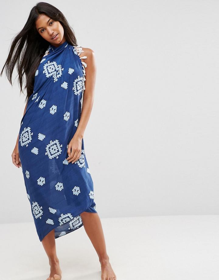 Soleil Patterned Sarong Wrap Around - Blue