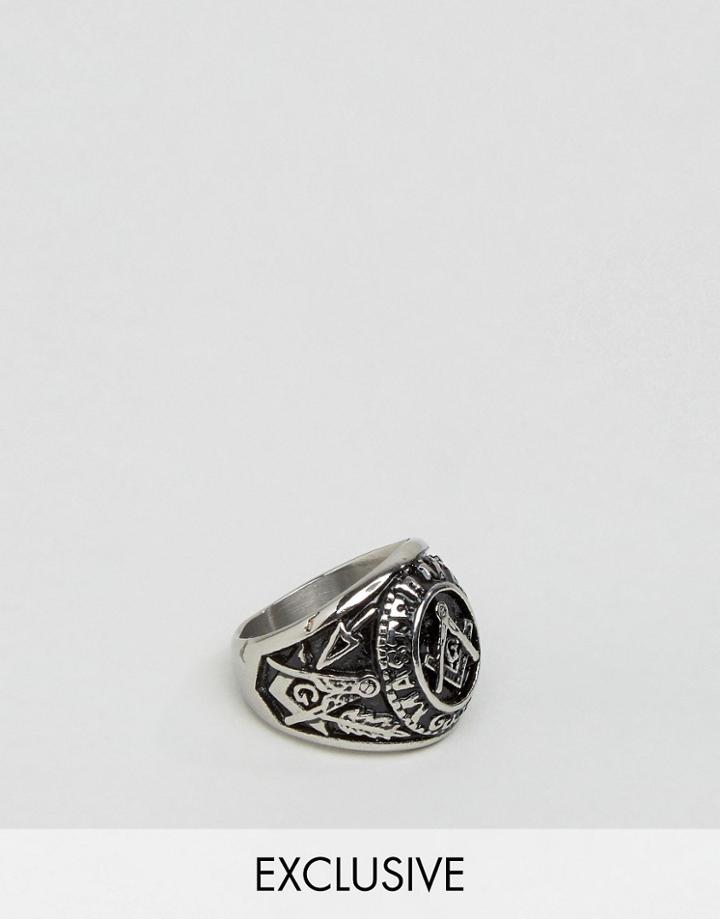Seven London Chunky Symbol Ring In Silver Exclusive To Asos - Silver