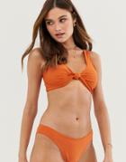 Unique21 Knot Front Bikini Top-orange