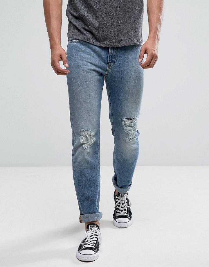 Lee Rider Slim Jeans Mega Rips Light Wash - Blue