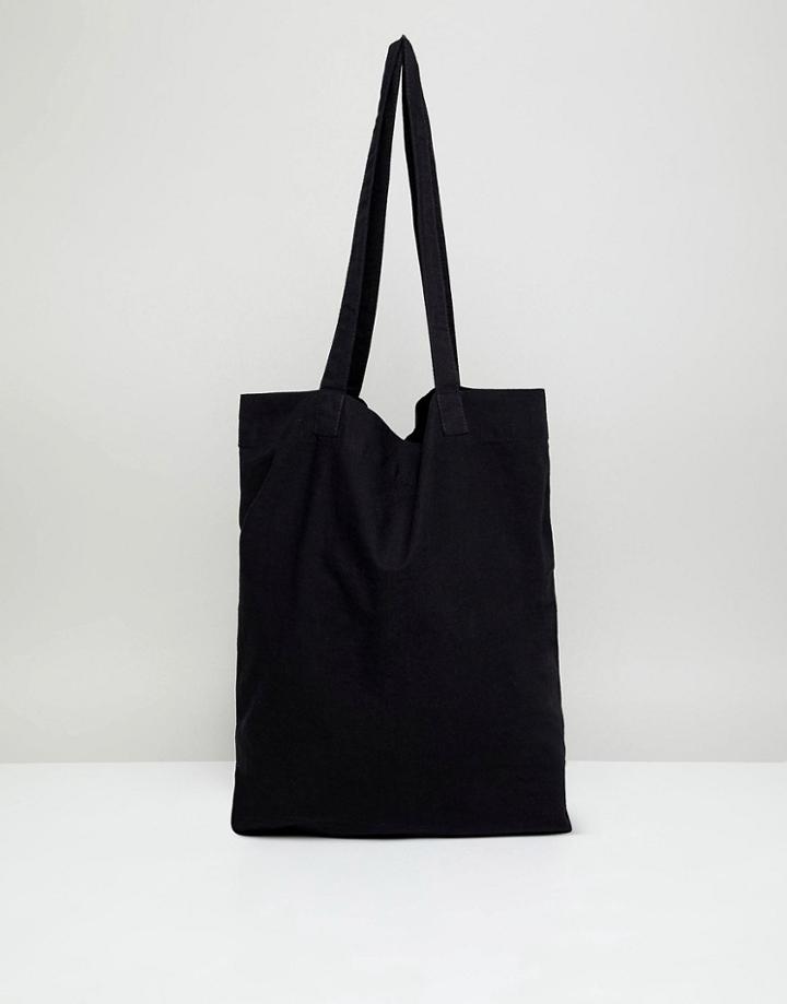 Asos Design Tote Bag In Black Organic Cotton