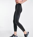 South Beach Recycled Polyester High Rise Leggings In Black With Contrast Binding