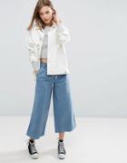 Asos Washed Wide Leg Pants - Blue