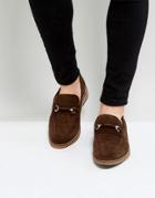 Asos Loafers In Brown Suede With Snaffle And Natural Sole - Brown