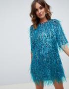 A Star Is Born Tinsel Mini Dress In Green Iridescent - Green