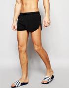 Asos Super Short Length Swim Shorts In Black With Extreme Side Split - Black