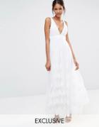 A Star Is Born Embellished Top Mesh Overlay Maxi Dress - White