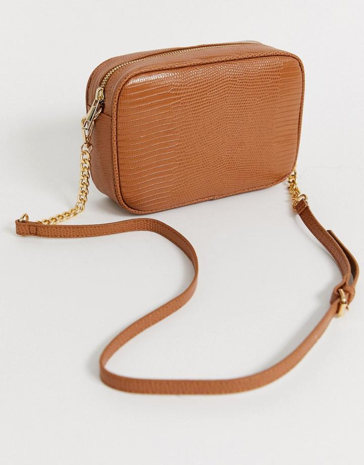 Truffle Tan Croc Crossbody Bag