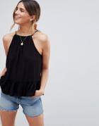 Asos Design Trapeze Top In Crinkle - Black