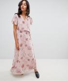 Vila Floral Wrap Maxi Dress - Pink