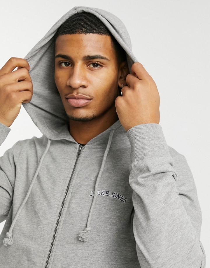Jack & Jones Originals Mix And Match Zip Through Hoodie-grey