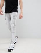 Asos Design Super Skinny Biker Jean With Cargo Pockets In Gray - Gray