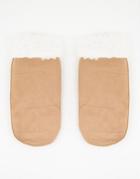 Svnx Suedette Sherpa Mittens In Tan-brown