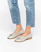 Lost Ink Box Silver Tassel Loafers - Silver