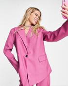 Kyo Oversized Boxy Blazer In Pink Pinstripe - Part Of A Set-multi