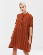 Selected Femme Stripe Smock Dress - Orange