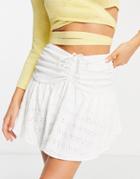 Bershka Ring Detail Broderie Anglaise Mini Skirt In White