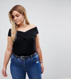 Asos Curve Top With Wrap Front - Black