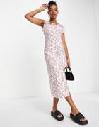 Influence Frill Shoulder Midi Dress In Ditsy Floral Print-pink