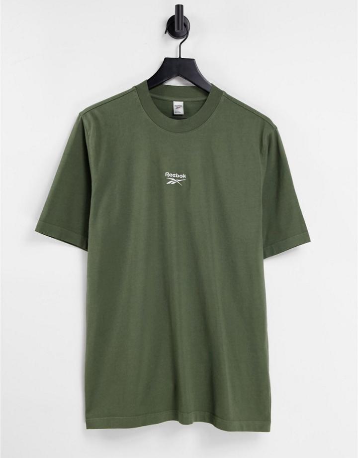 Reebok Central Logo T-shirt In Olive Green - Exclusive To Asos