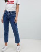 Only Seam Detail High Waist Straight Leg Jeans-blue