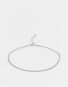 Asos Design Stainless Steel Slim Chain Anklet In Silver Tone