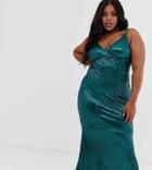 Club L London Plus Plisse Sequin Cami Maxi Dress