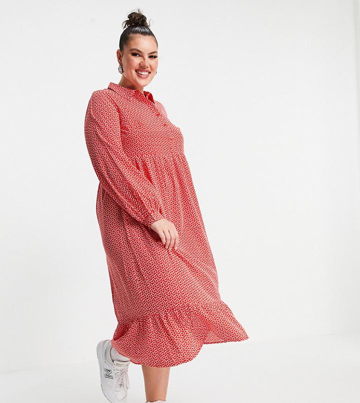 Yours Shirt Midi Dress In Heart Print-multi