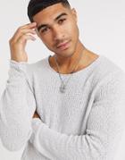 Asos Design Knitted Cotton Blend Gray Sweater-grey