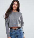 Asos Tall Sweater In Boxy Crop - Gray