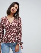 Vero Moda Volume Sleeve Smudge Print Blouse-multi