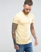 Asos Muscle Fit T-shirt With Crew Neck And Stretch In Yellow - Yellow