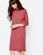 Just Female High Neck Jersey Dress In Deep Pink - Pink