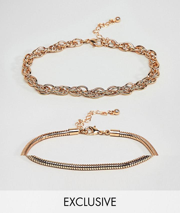 Designb Gold Chain Bracelets In 2 Pack Exclusive To Asos - Gold